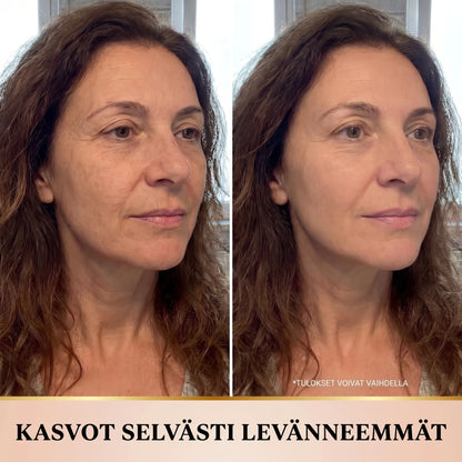 Ennen ja jälkeen: selvästi levänneemmät kasvot